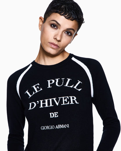 Knitted sweater in cashmere with crew neck