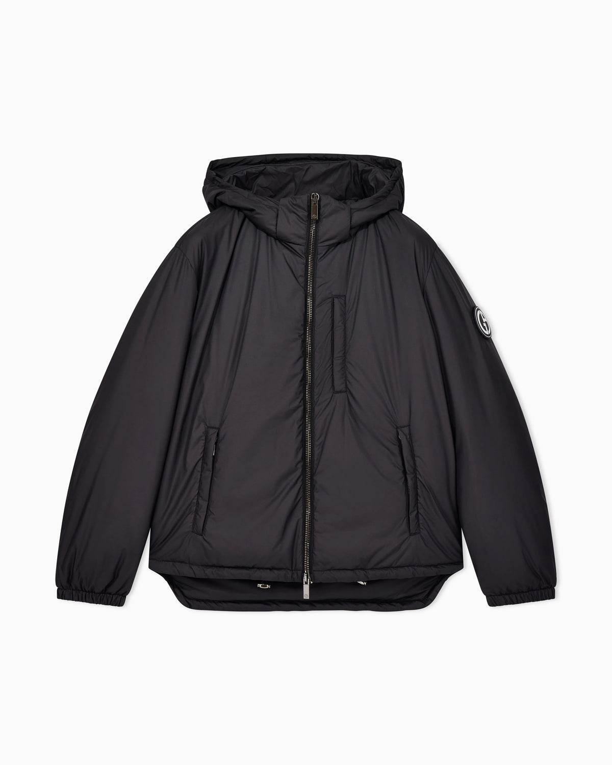 Hooded blouson with goose-down padding