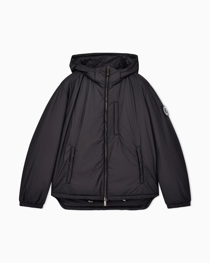 Hooded blouson with goose-down padding