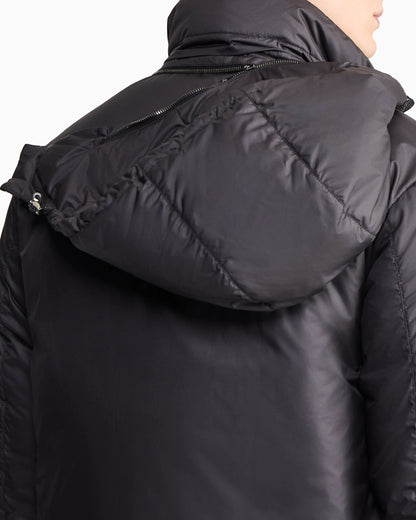 Hooded blouson with goose-down padding