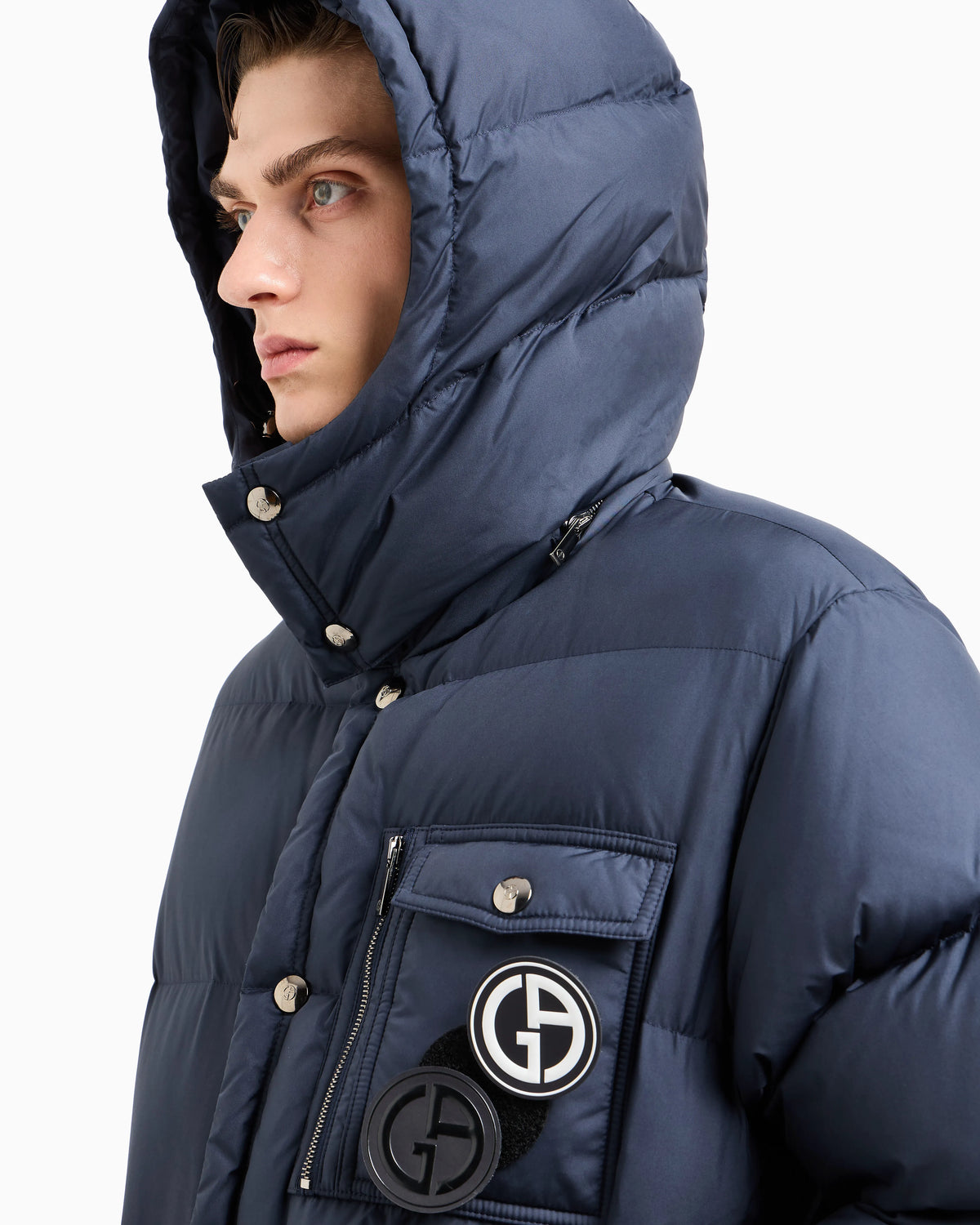 Hooded bomber jacket with goose-down padding ASV