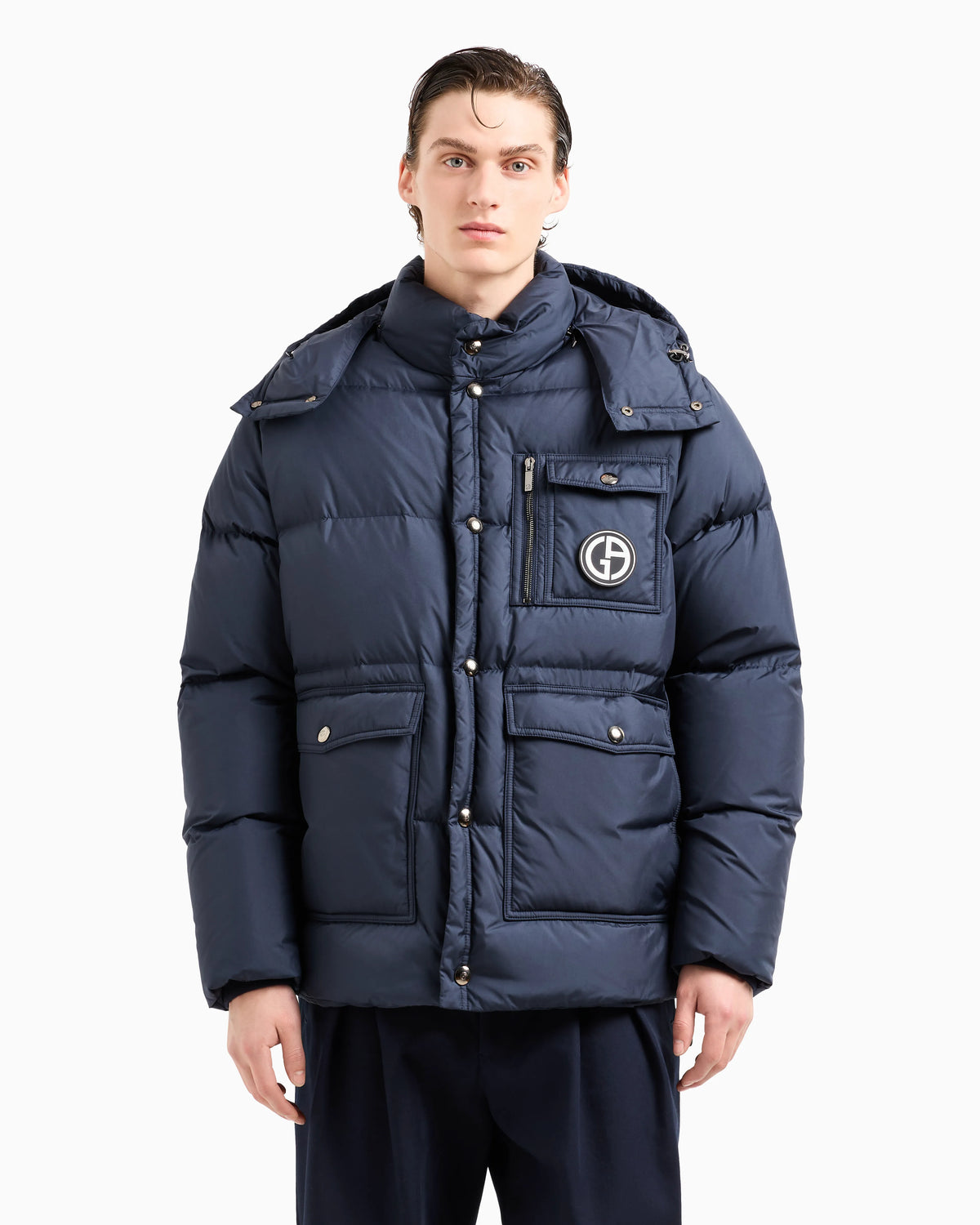 Hooded bomber jacket with goose-down padding ASV
