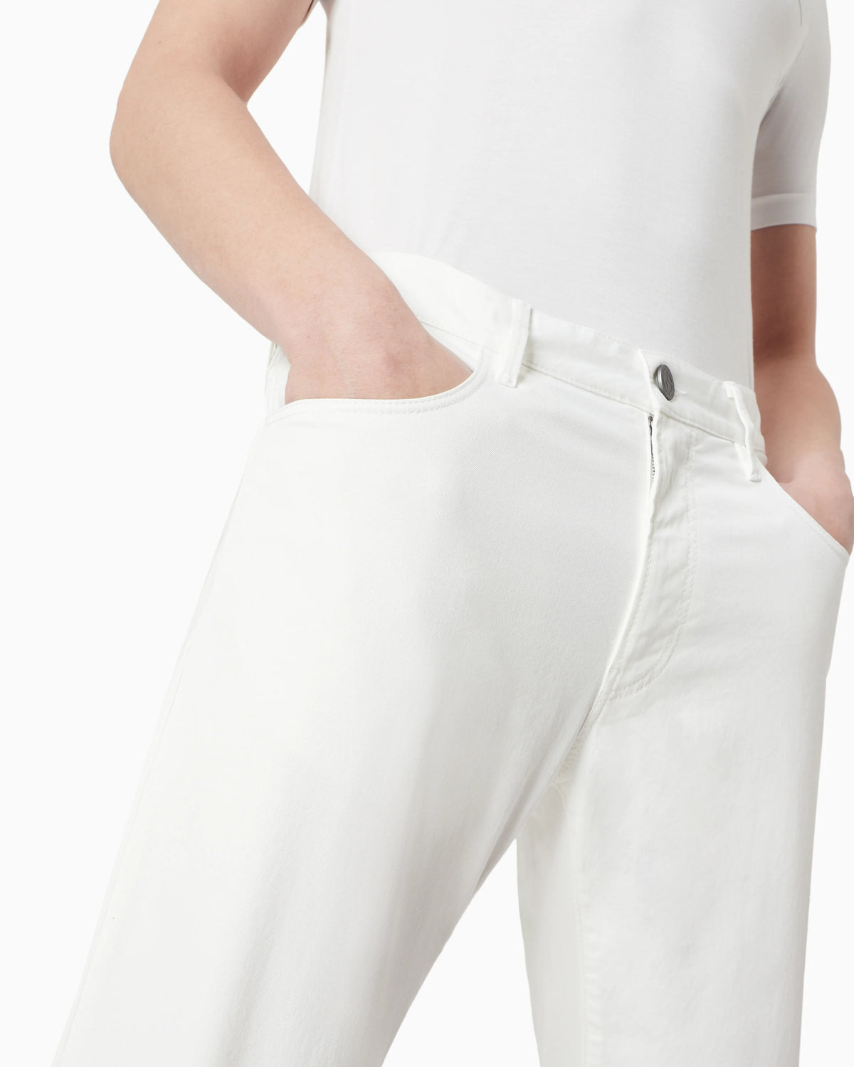 Regular-fit, five-pocket trousers in stretch cotton