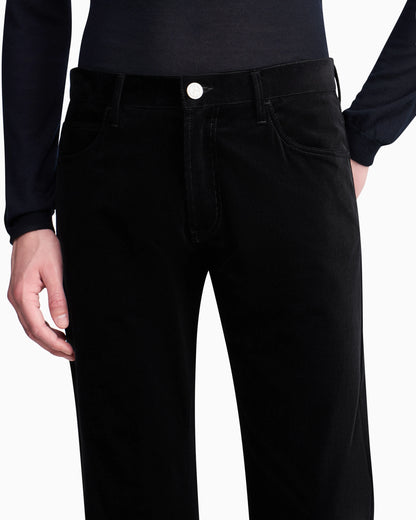 Regular-fit, five-pocket trousers in ribbed cotton and cashmere