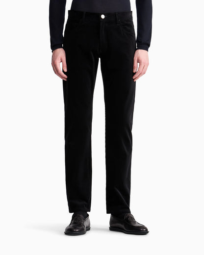 Regular-fit, five-pocket trousers in ribbed cotton and cashmere