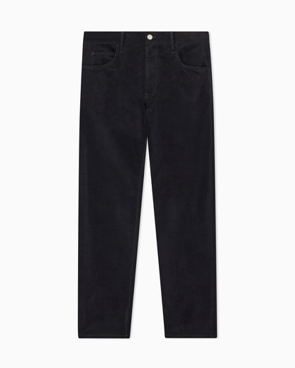 Regular-fit, five-pocket trousers in ribbed cotton and cashmere