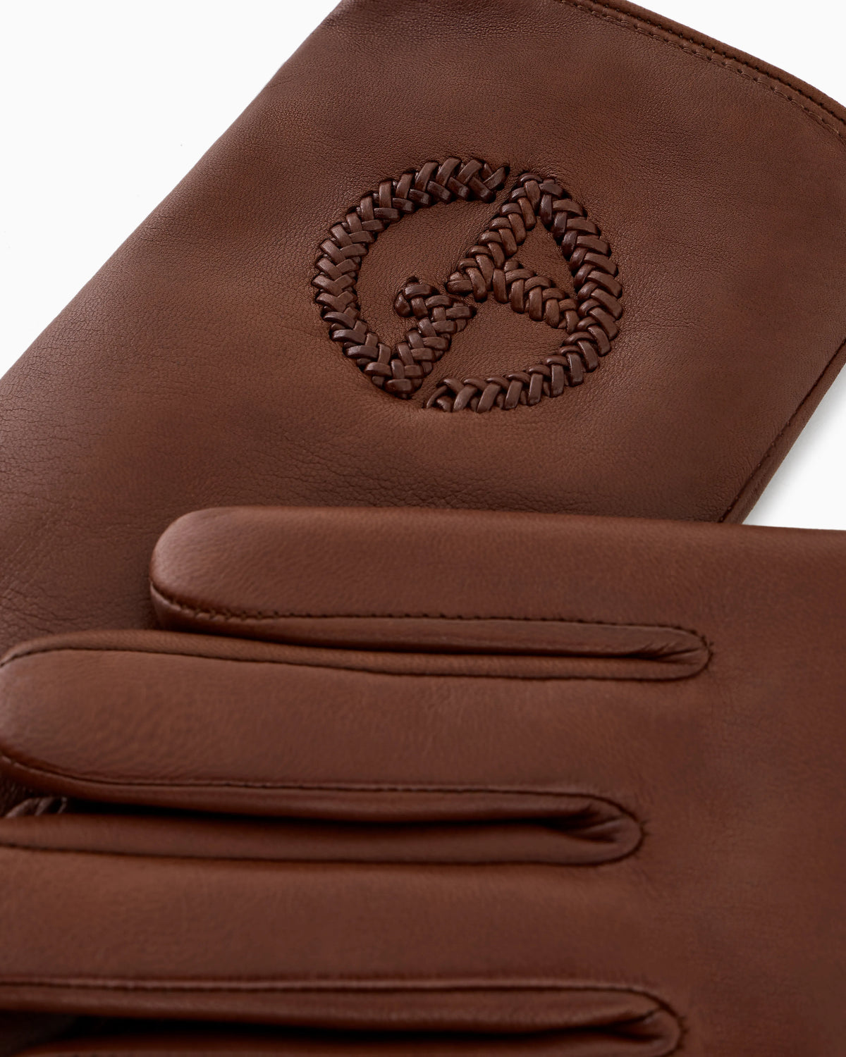 Nappa leather gloves with embroidered logo