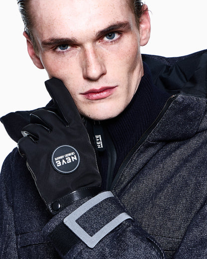 Nappa technical nylon gloves lined in cashmere