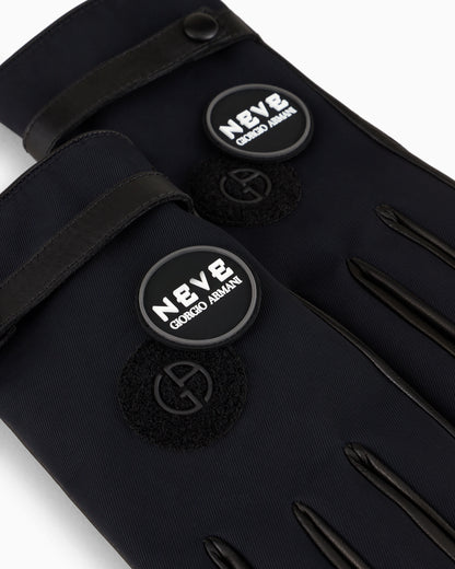 Nappa technical nylon gloves lined in cashmere