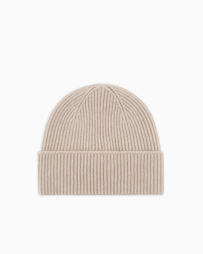 Ribbed cashmere beanie with cuff