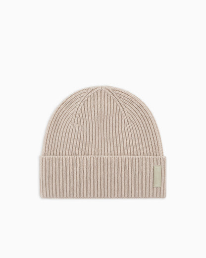 Ribbed cashmere beanie with cuff