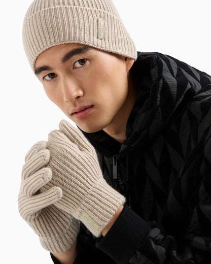 Ribbed cashmere beanie with cuff