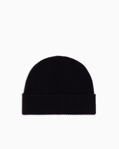 Ribbed cashmere beanie with cuff