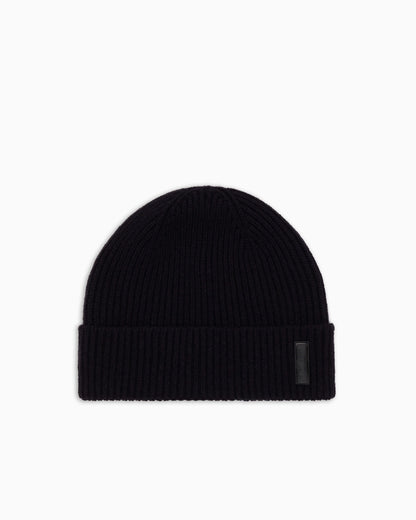 Ribbed cashmere beanie with cuff