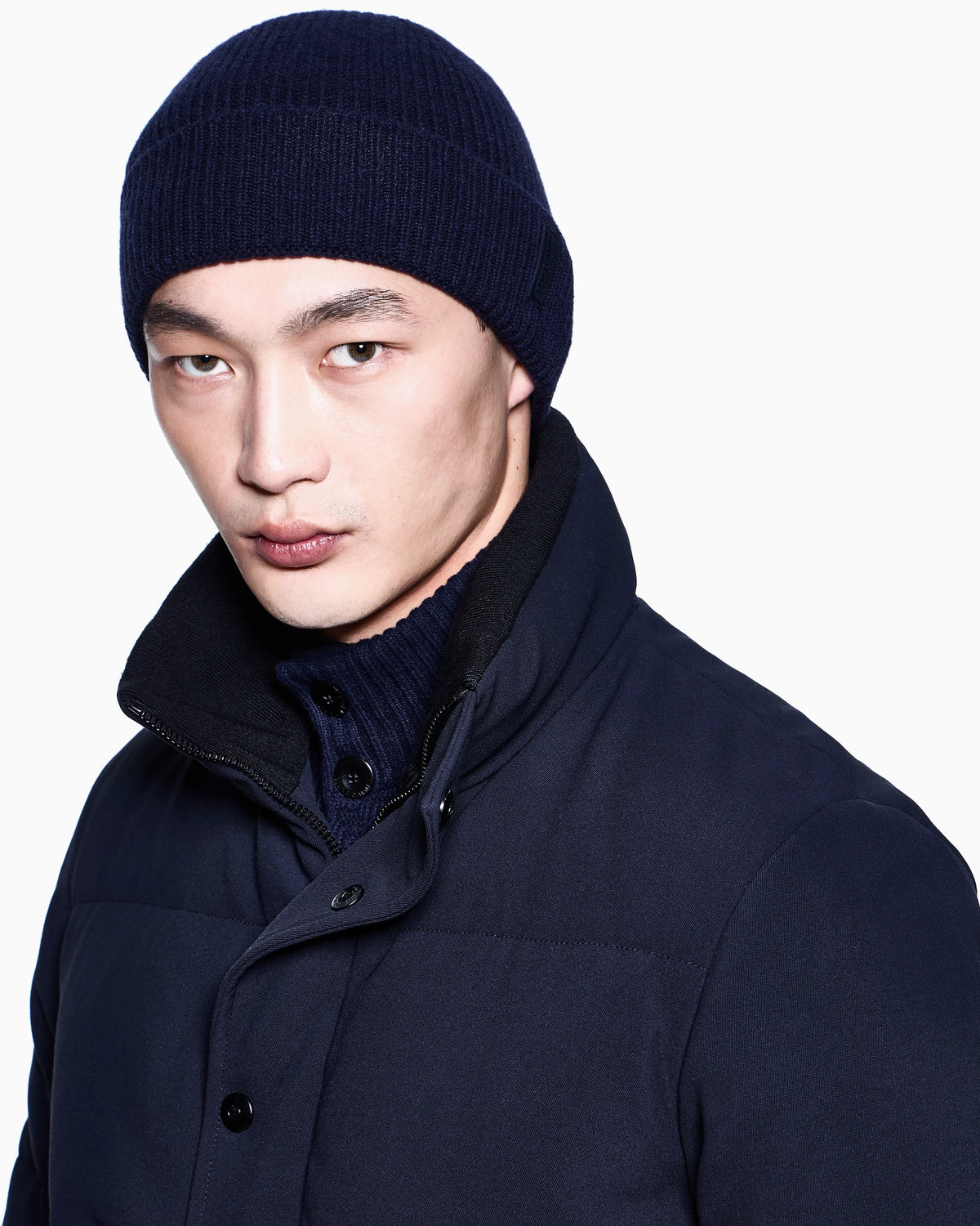 Ribbed cashmere beanie with cuff