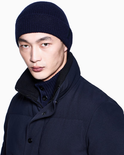 Ribbed cashmere beanie with cuff