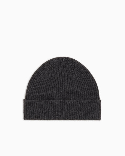 Ribbed cashmere beanie with cuff
