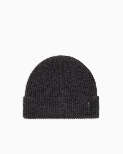 Ribbed cashmere beanie with cuff