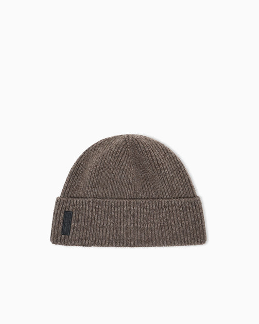 Ribbed cashmere beanie with cuff