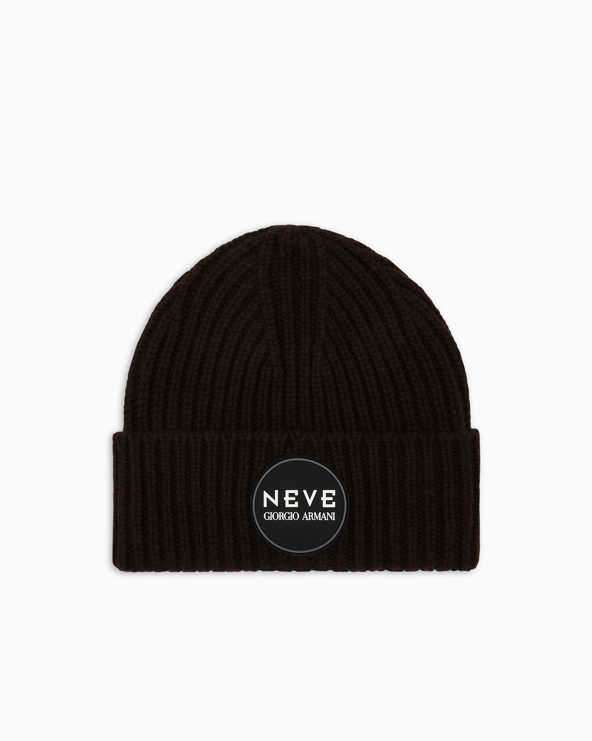 Cashmere beanie with ribbed knit and patch