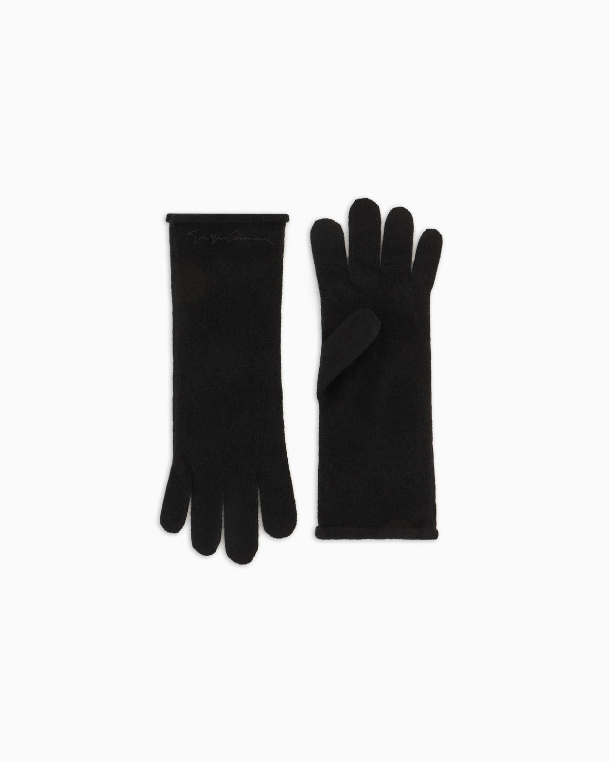 Cashmere knit gloves with embroidered logo
