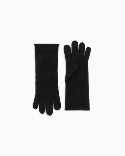 Cashmere knit gloves with embroidered logo