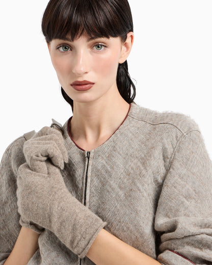 Cashmere knit gloves with embroidered logo