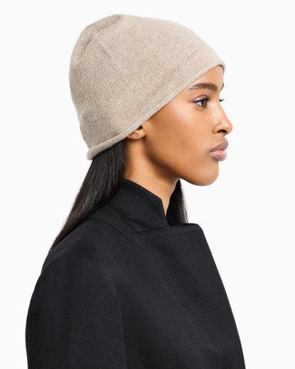 Cashmere beanie with embroidered logo