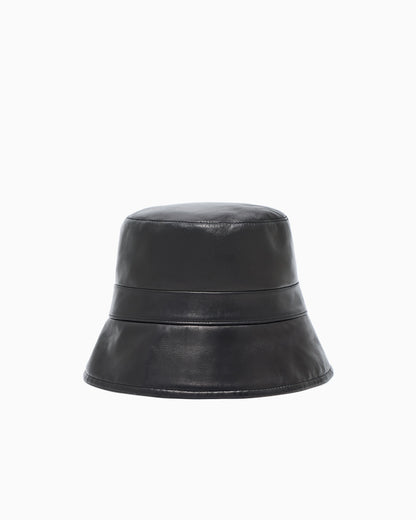 Reversible nappa-leather cloche hat