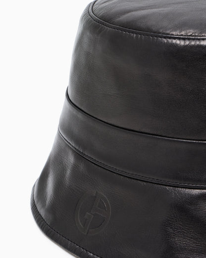 Reversible nappa-leather cloche hat