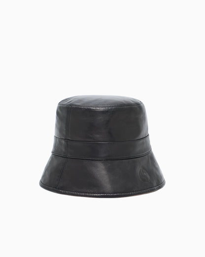 Reversible nappa-leather cloche hat