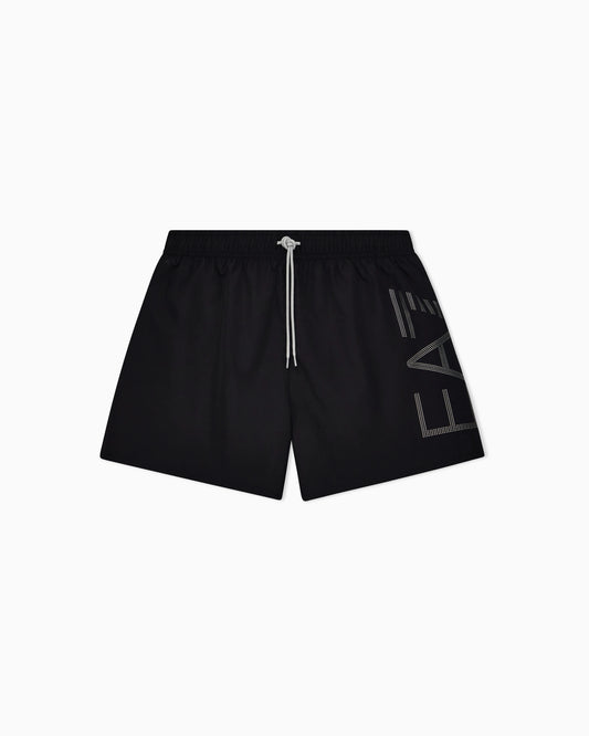 Bathing trunks with a drawstring waist and side pockets