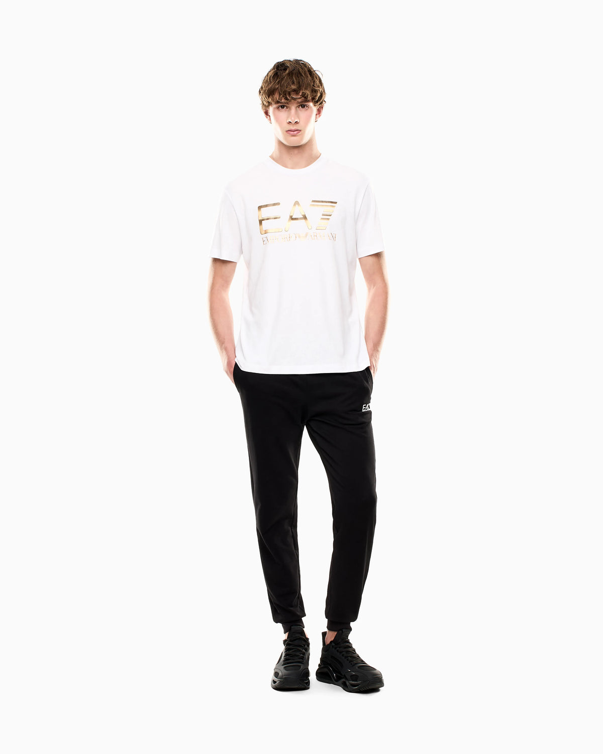 Crew neck cotton t-shirt with maxi logo Logo Series