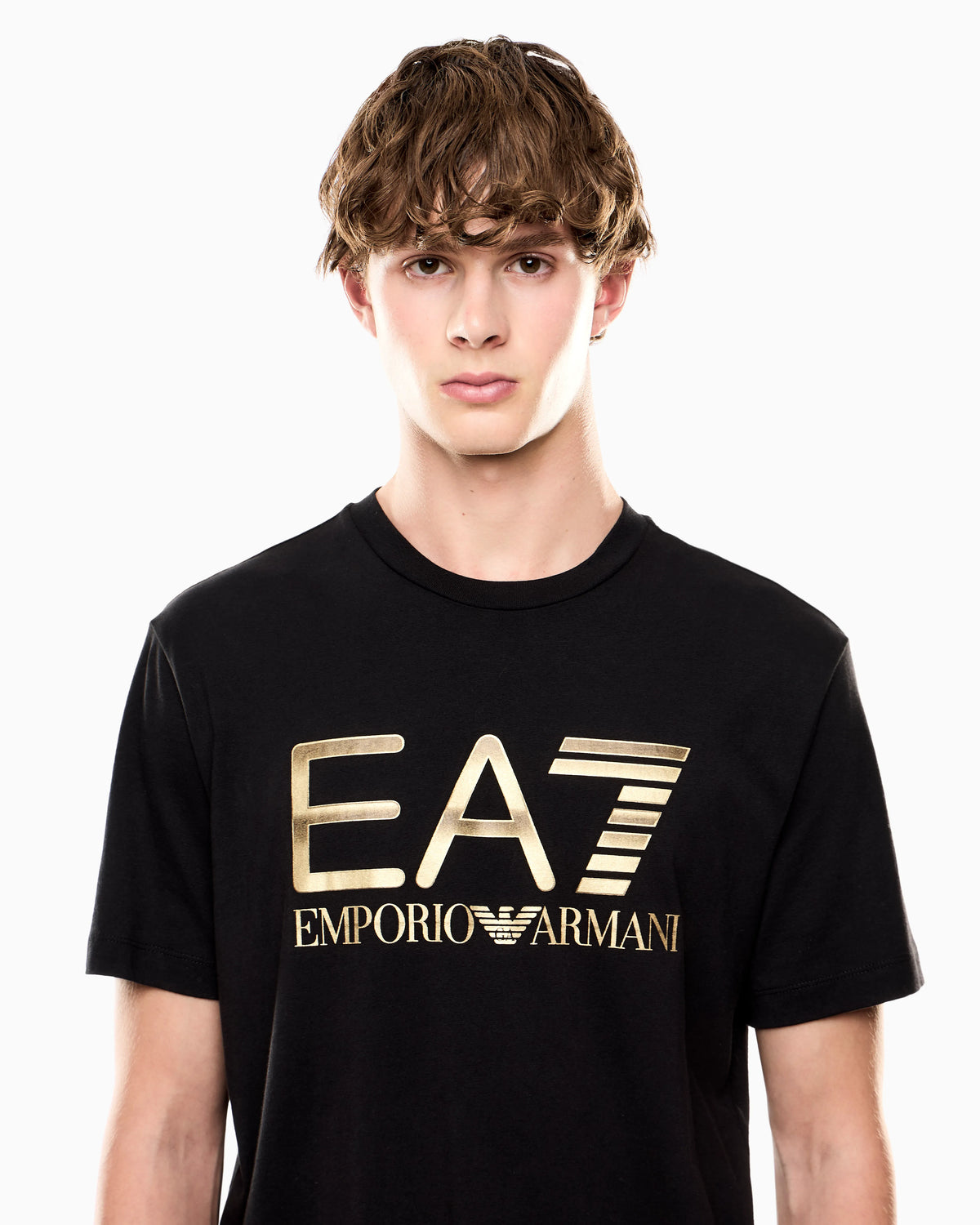 Crew neck cotton t-shirt with maxi logo Logo Series