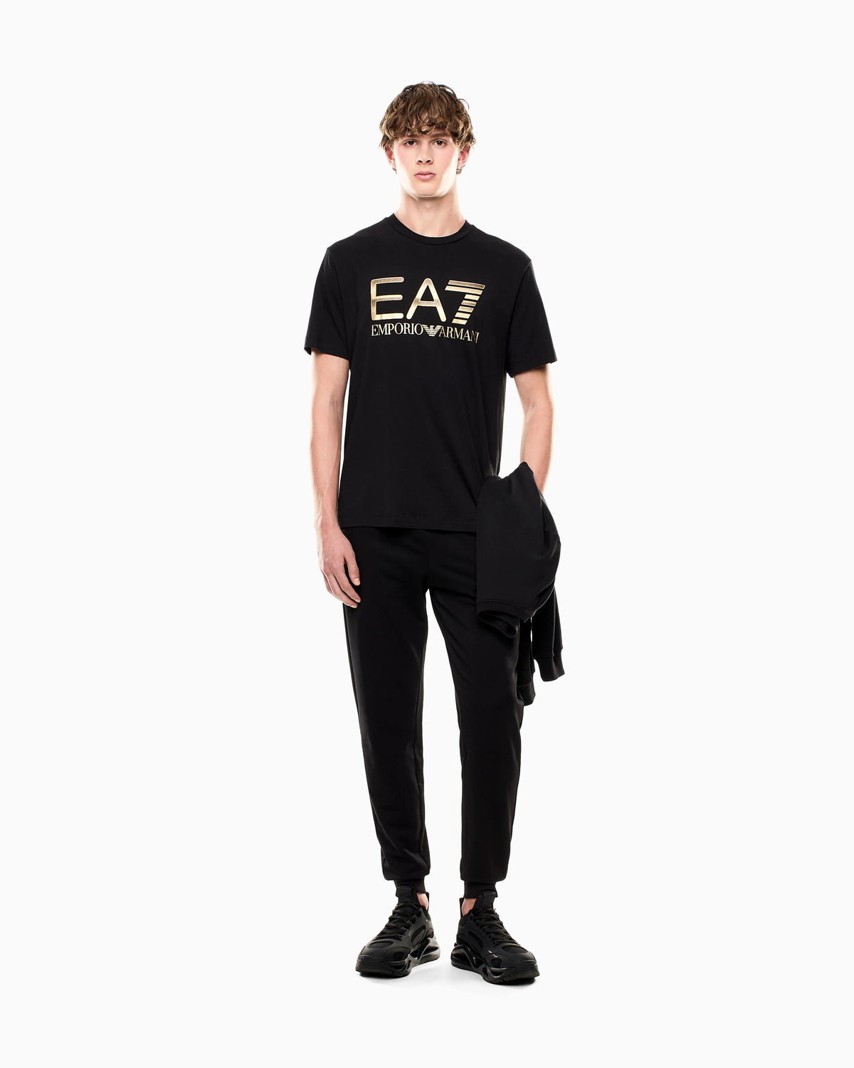 Crew neck cotton t-shirt with maxi logo Logo Series
