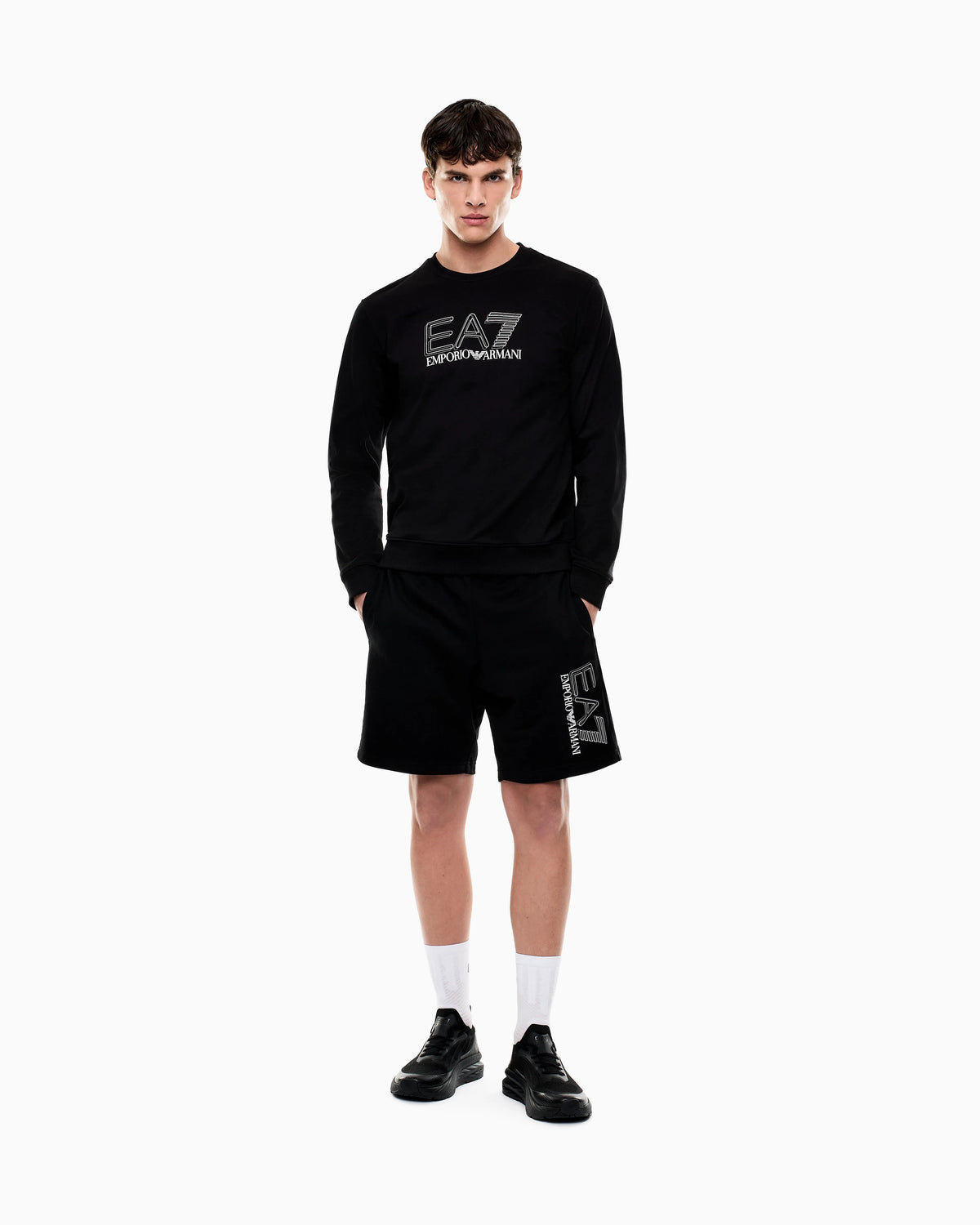 Visibility cotton zip-up sweatshirt with EA7 logo