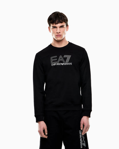 Visibility cotton zip-up sweatshirt with EA7 logo