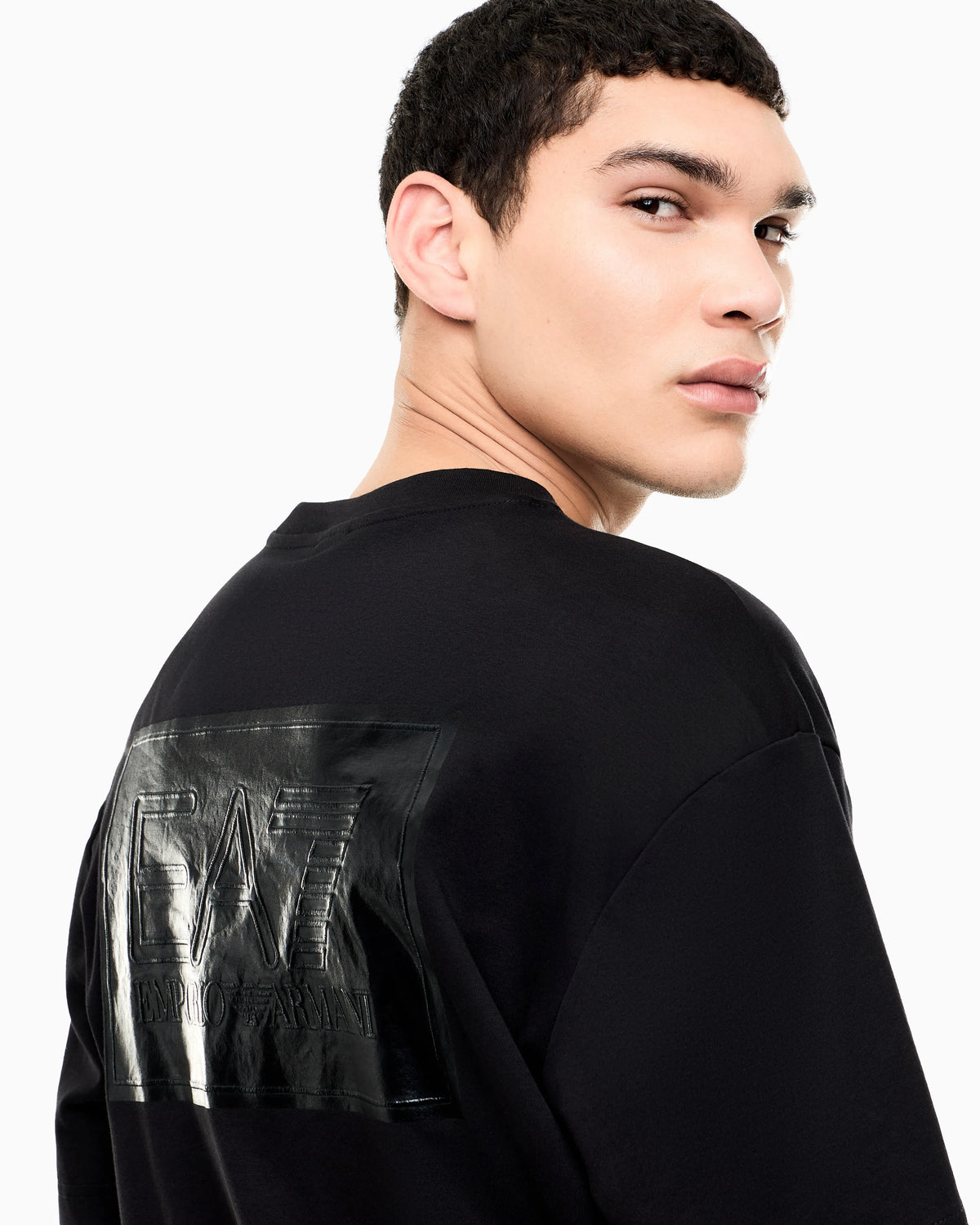 T-shirt Black & White cotton jersey rib details