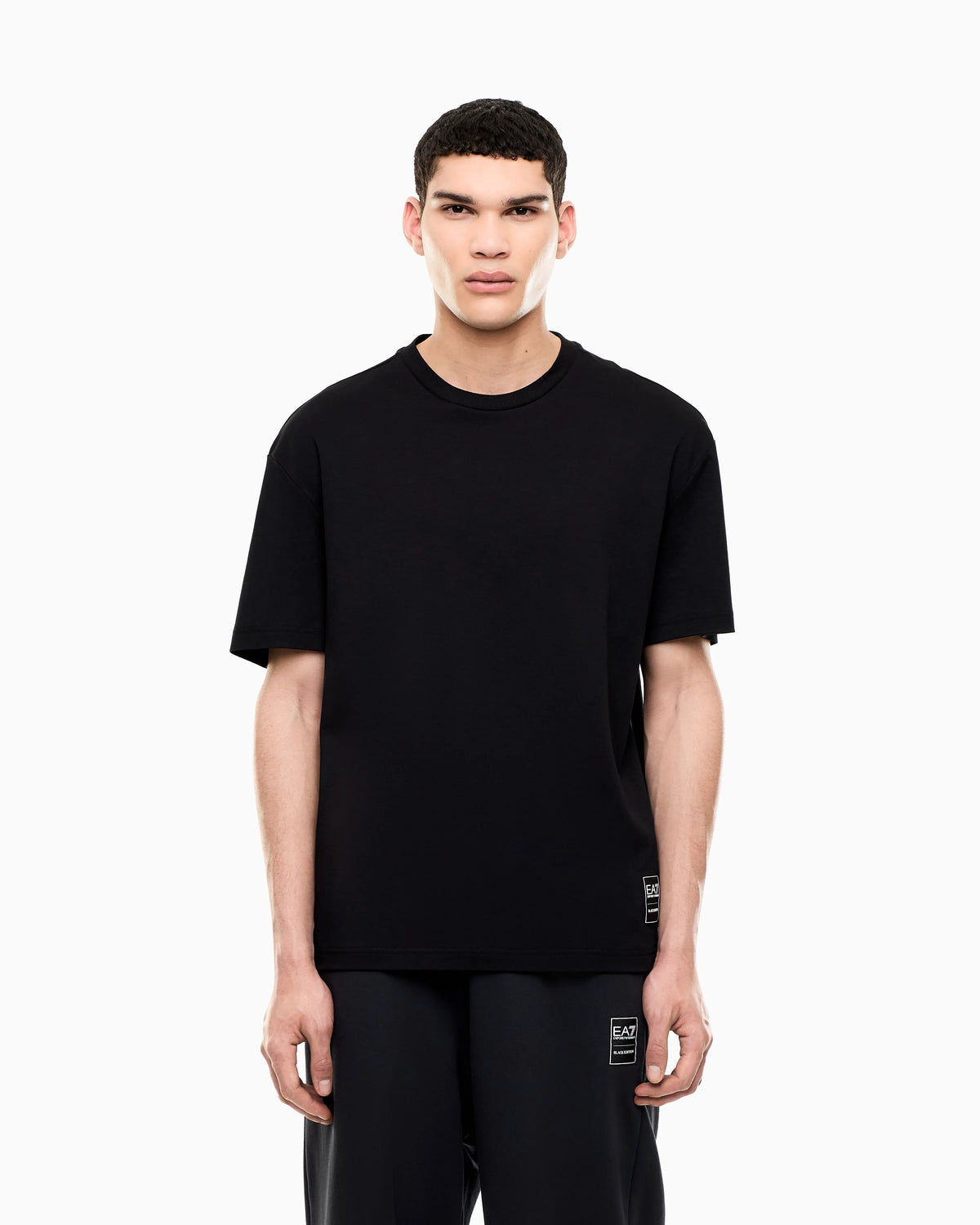 T-shirt Black & White cotton jersey rib details