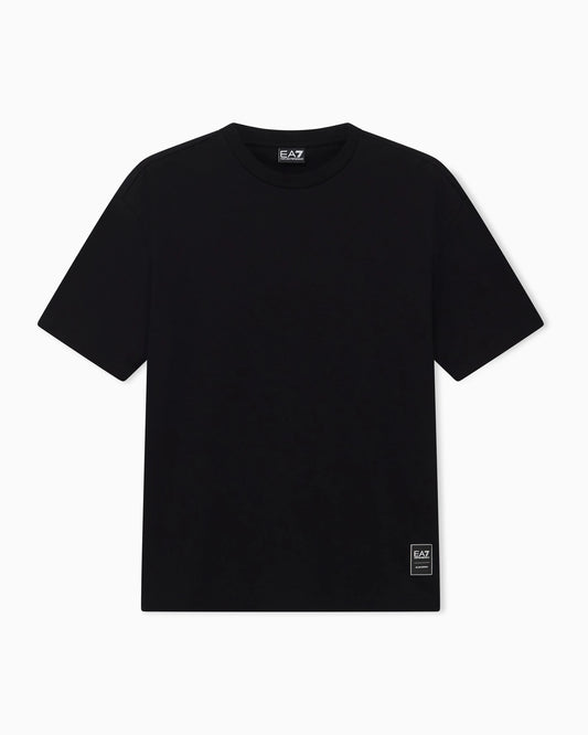 T-shirt Black & White cotton jersey rib details