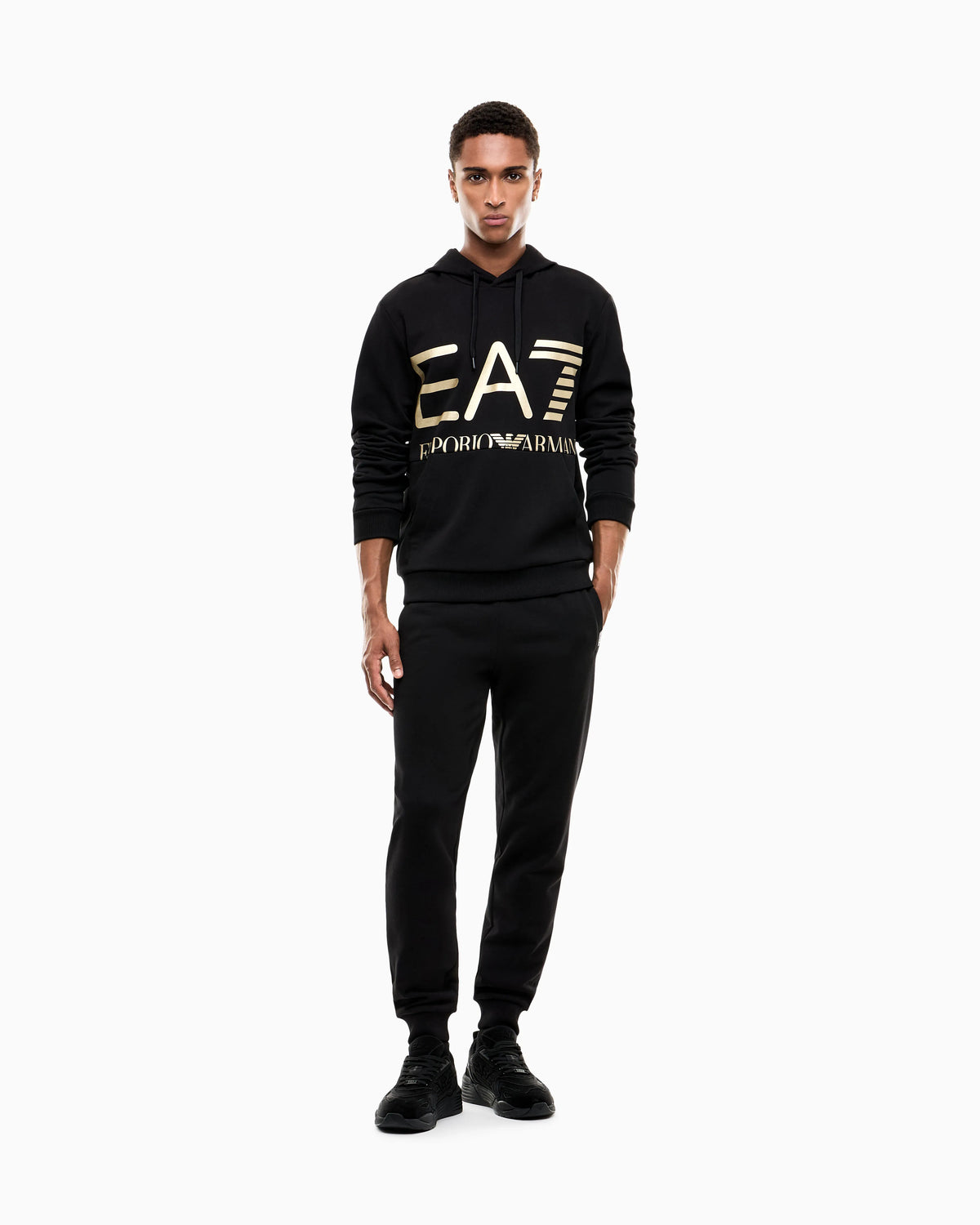 Regular fit hoodie Logo Series in cotton with ribbed details