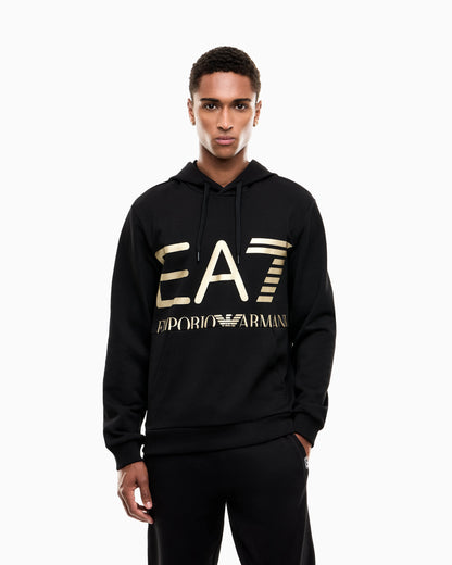 Regular fit hoodie Logo Series in cotton with ribbed details