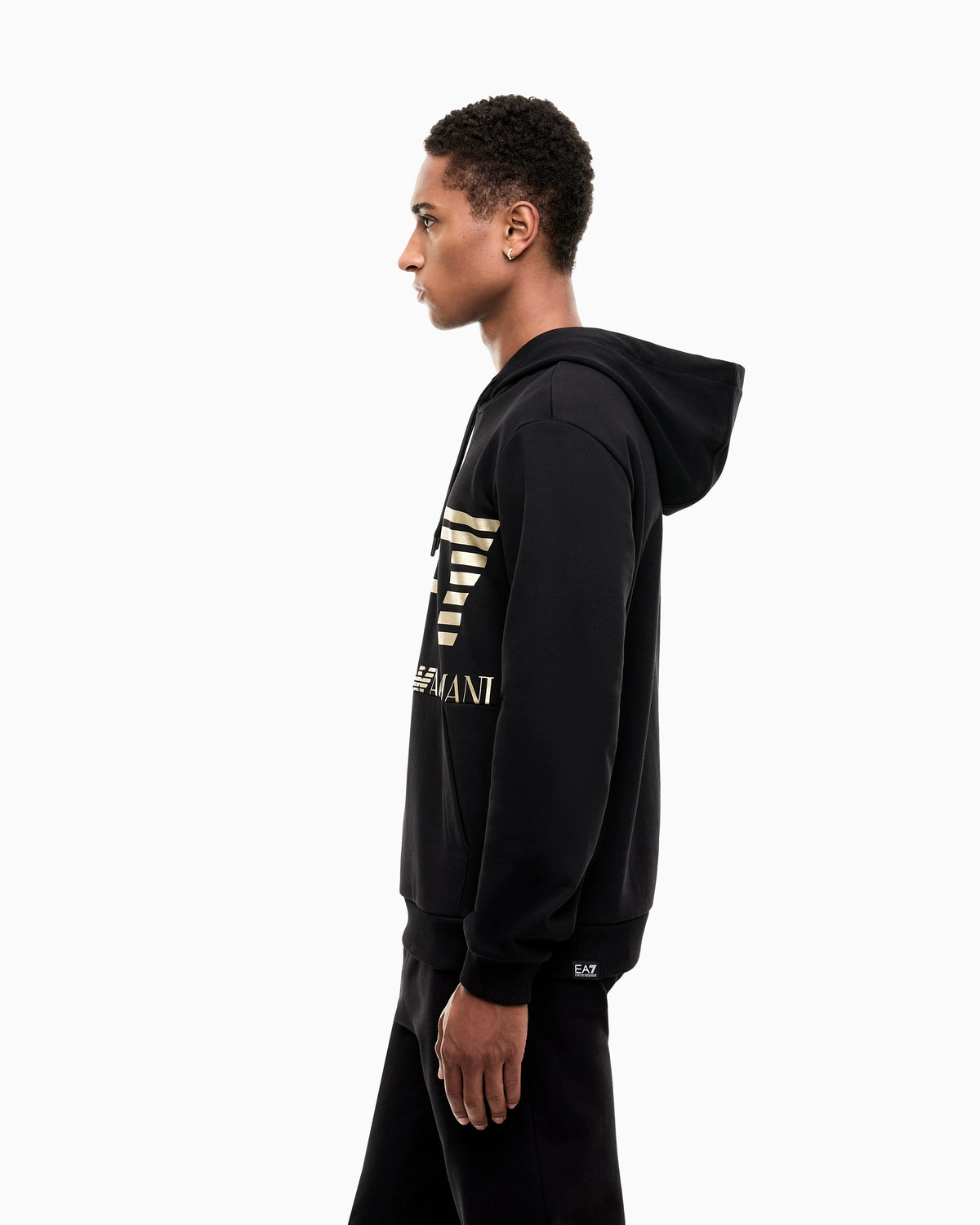 Regular fit hoodie Logo Series in cotton with ribbed details