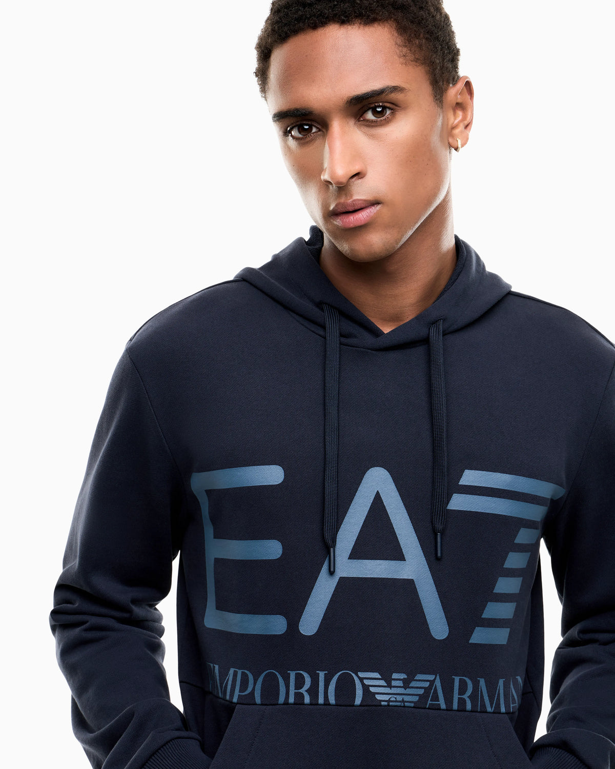 Regular fit hoodie Logo Series in cotton with ribbed details