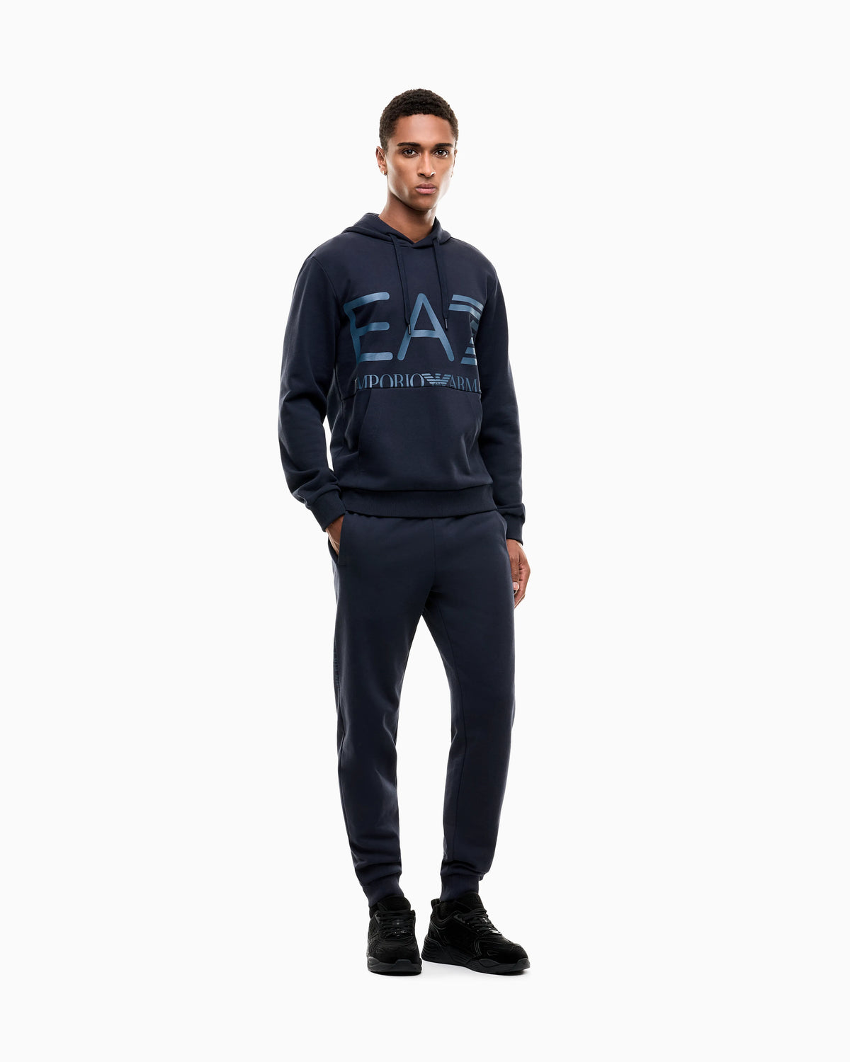 Regular fit hoodie Logo Series in cotton with ribbed details
