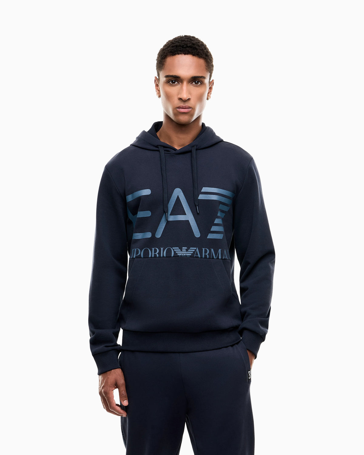Regular fit hoodie Logo Series in cotton with ribbed details