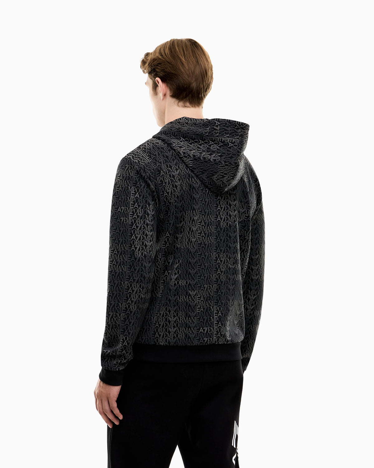 Zip hoodie Logo Series cotton blend jersey monogram