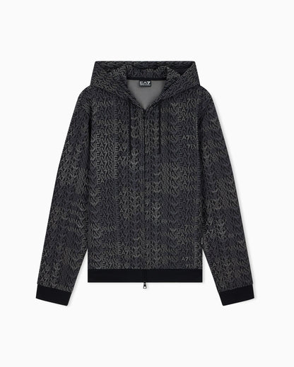 Zip hoodie Logo Series cotton blend jersey monogram