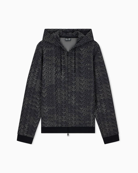 Zip hoodie Logo Series cotton blend jersey monogram