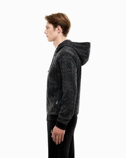 Zip hoodie Logo Series cotton blend jersey monogram